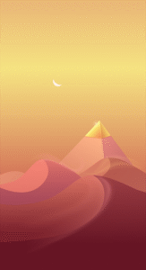 Motivation+ background image featuring a pyramid surrounded by sandy dunes.