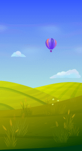 Motivation+ background image featuring sunny fields and an air balloon.